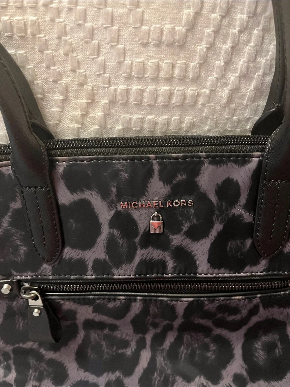 Michael Kors Black and Gray Leopard Print Tote